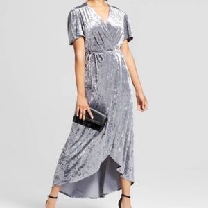 crushed velvet silver dress